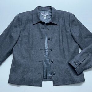PENDLETON Virgin Wool Dress Jacket Womens Size 8 Gray Button Front Made in USA